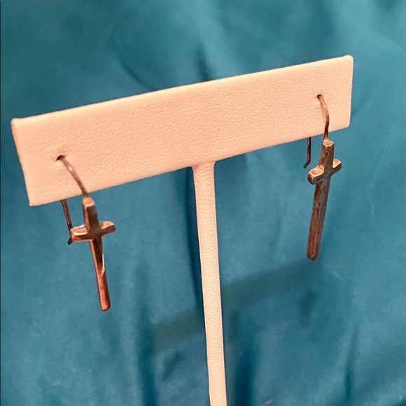 Sterling cross earrings - Picture 3 of 3